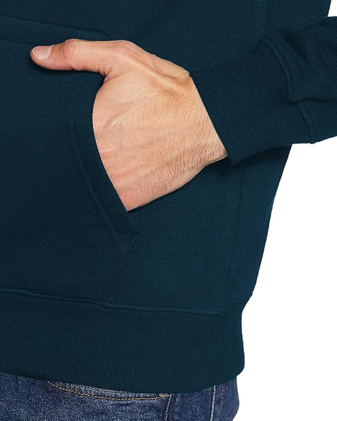 Men's Deep Teal Blue Solid Pullover Hoodie