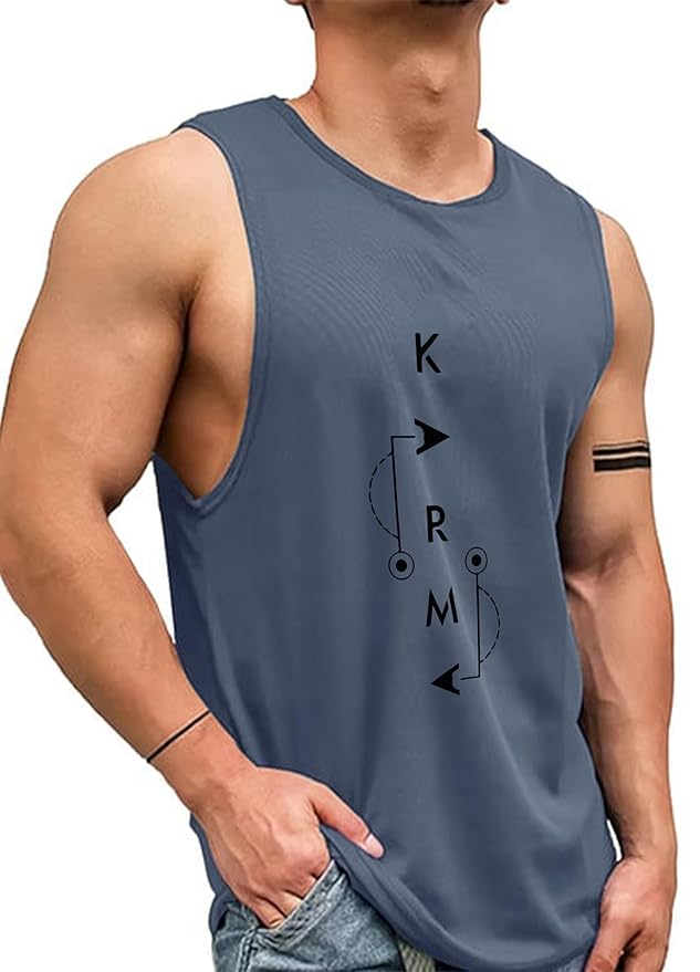 Men's Slate Blue Sleeveless Gym Tank Top