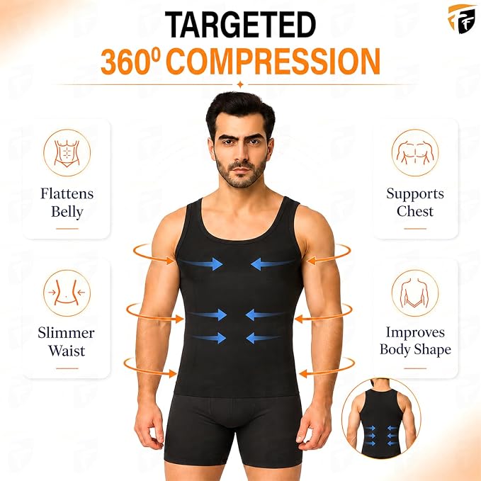 Men's Black 4-Way Stretch Performance Gym Vest