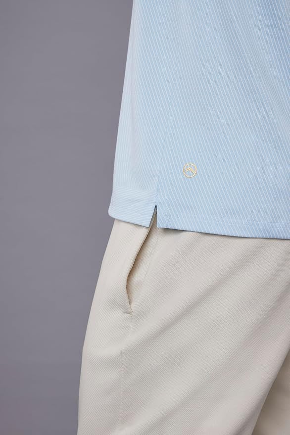 Men's Sky Blue Textured Polo T-Shirt