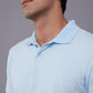 Men's Sky Blue Textured Polo T-Shirt