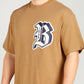 Men's Tan Brown Varsity Graphic Oversized T-Shirt