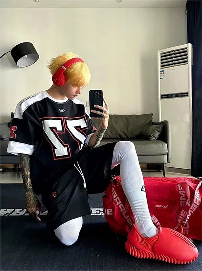 Lzuri Fashion Men's Cotton Jersey Aesthetic Oversized T-Shirt