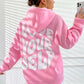 Lzuri Fashion Women's Back Printed Pink Hoodie Sweatshirt for Winter