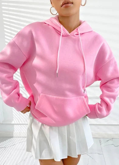 Lzuri Fashion Women's Back Printed Pink Hoodie Sweatshirt for Winter