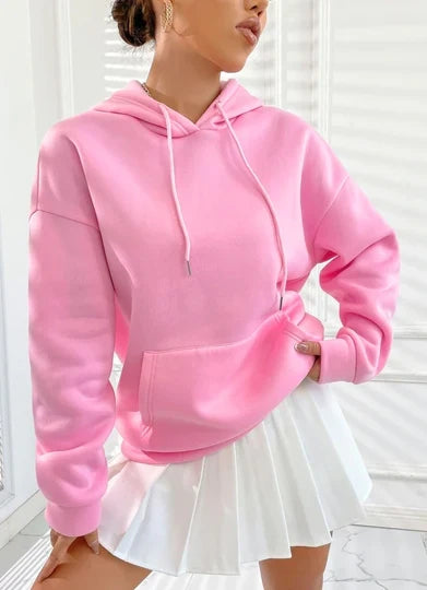 Lzuri Fashion Women's Back Printed Pink Hoodie Sweatshirt for Winter