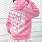 Lzuri Fashion Women's Back Printed Pink Hoodie Sweatshirt for Winter