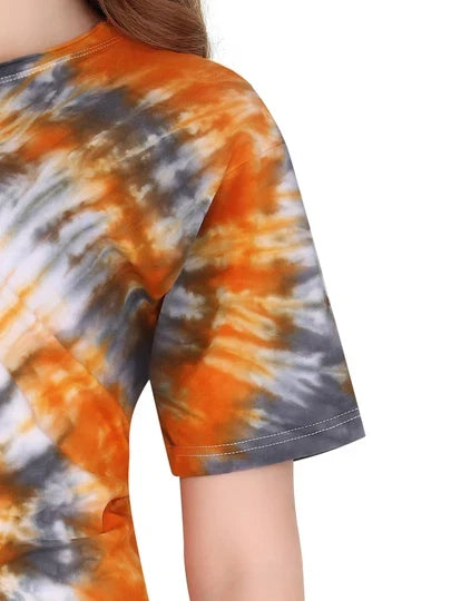 Lzuri Fashion Women's Printed Cotton Tie-Dye T-Shirt – Multicolor