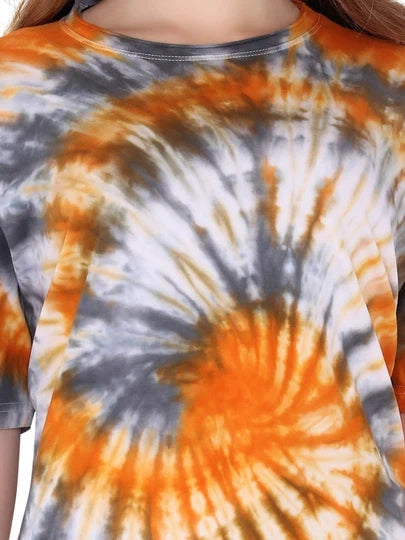 Lzuri Fashion Women's Printed Cotton Tie-Dye T-Shirt – Multicolor