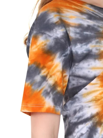 Lzuri Fashion Women's Printed Cotton Tie-Dye T-Shirt – Multicolor