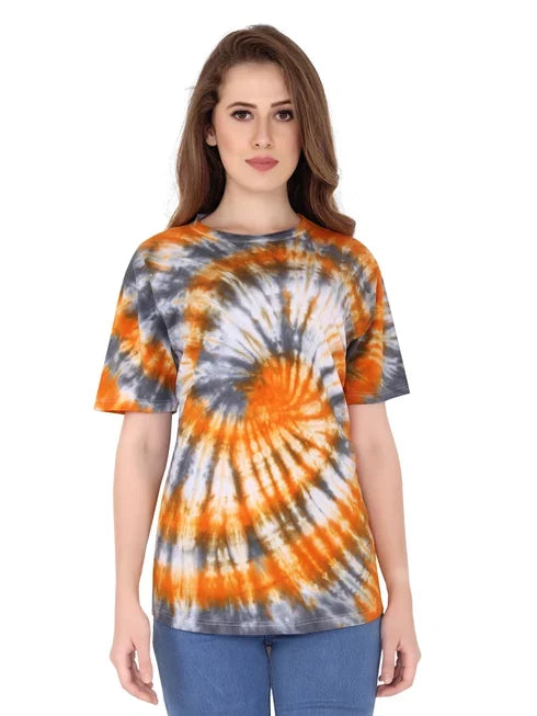 Lzuri Fashion Women's Printed Cotton Tie-Dye T-Shirt – Multicolor