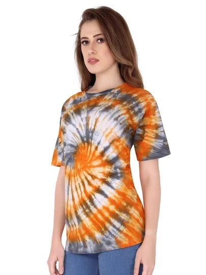 Lzuri Fashion Women's Printed Cotton Tie-Dye T-Shirt – Multicolor